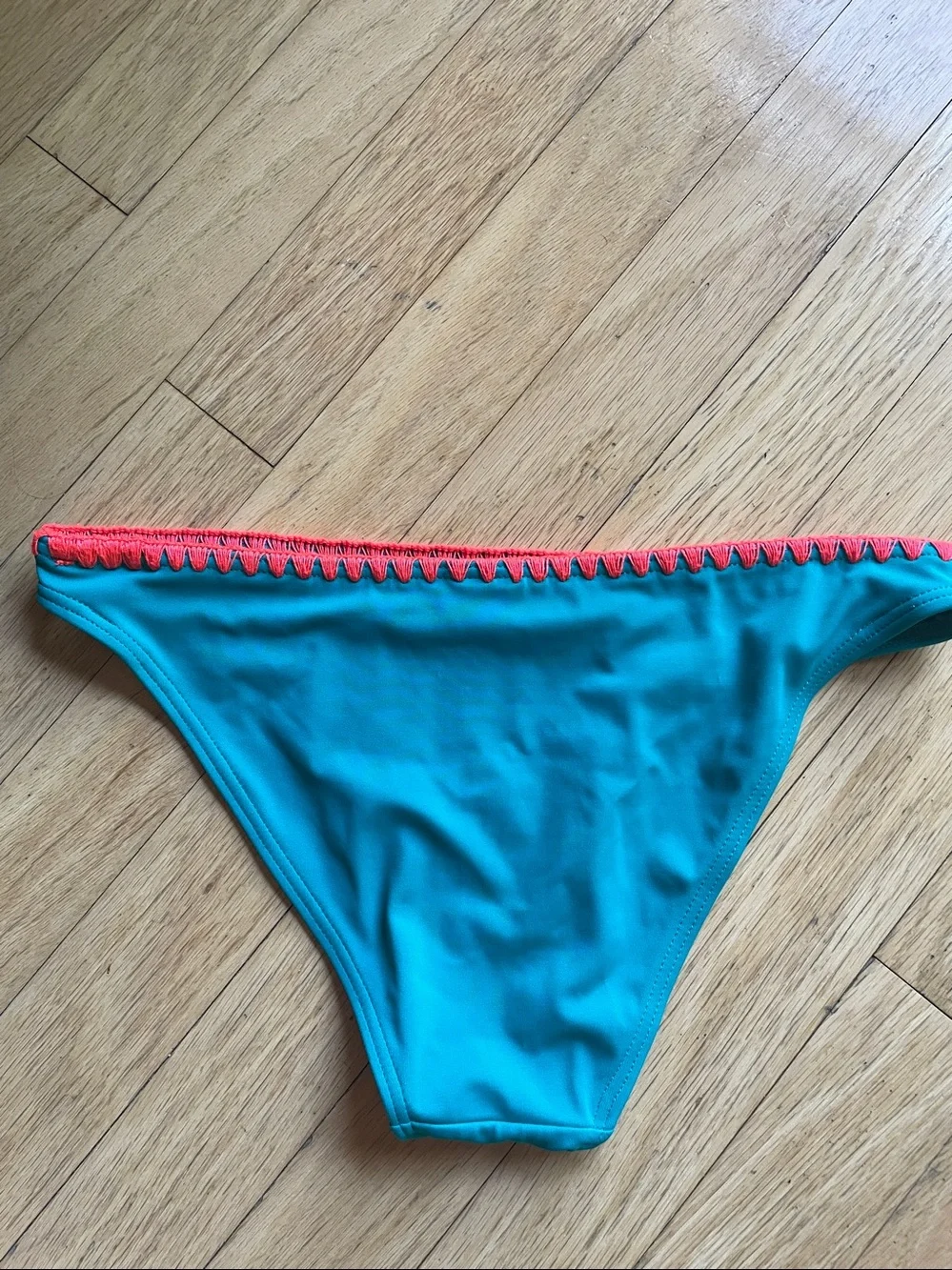Topshop Teal Bikini Bottoms with Coral Crochet Trim